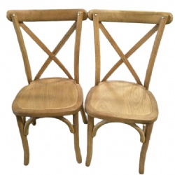 Wholesale Wooden Wedding Banquet Event Party Rental Dining Natural Cross Back Chair