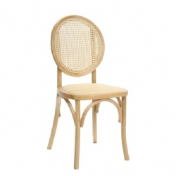 Wholesale Dining Furniture Antique Rattan Seat Wood Dining Room Chair Rattan Round Back Chair