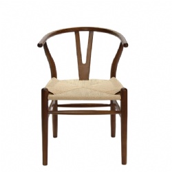 Stackable Solid Wood Wishbone Y Chair With Rattan Seat For Home Dining