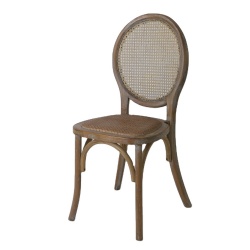 Popular Restaurant Solid Wooden Frame Dining Chair With Rattan Backrest