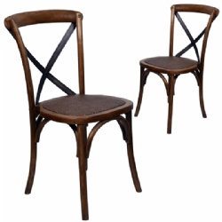 Cross Back Elm Wood Stackable Dining Chairs