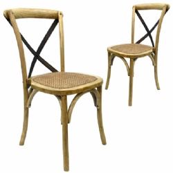 Cross Back Elm Wood Stackable Dining Chairs