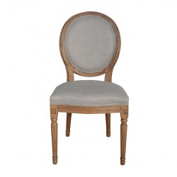 Vintage Style Round Back Upholstered Oak Dining Chair